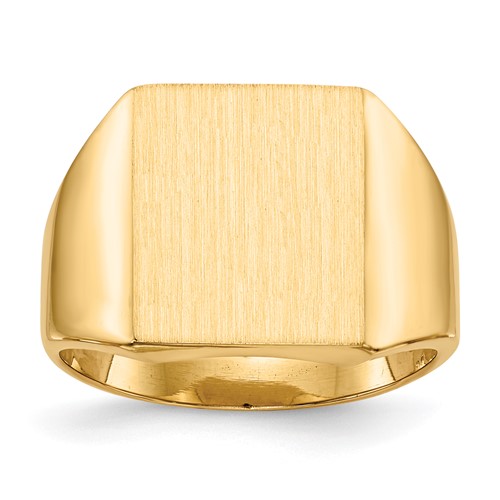 14K Yellow Gold 13.5x 15.0mm Rectangle Closed Back Mens Signet Ring