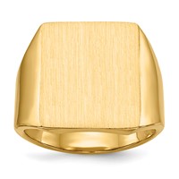 14K Yellow Gold 15.0x 17.0.0mm Rectangle Closed Back Mens Signet Ring view 1