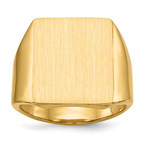14K Yellow Gold 15.0x 17.0.0mm Rectangle Closed Back Mens Signet Ring