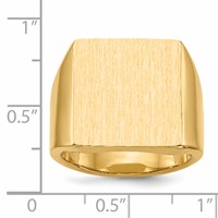 14K Yellow Gold 16.5x17.5mm Rectangle Closed Back Mens Signet Ring view 5
