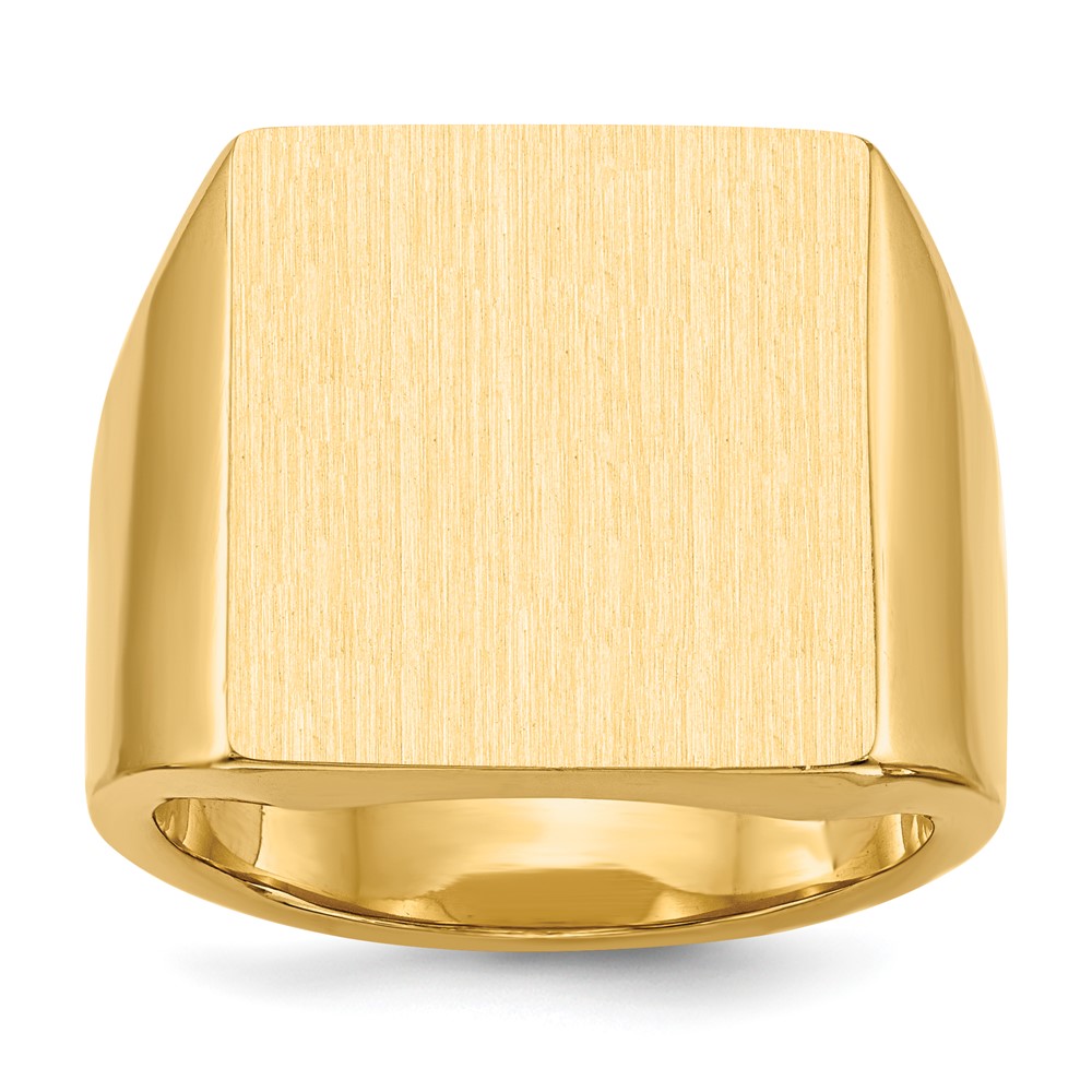 14K Yellow Gold 16.5x17.5mm Rectangle Closed Back Mens Signet Ring