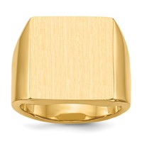14K Yellow Gold 16.5x17.5mm Rectangle Closed Back Mens Signet Ring view 1