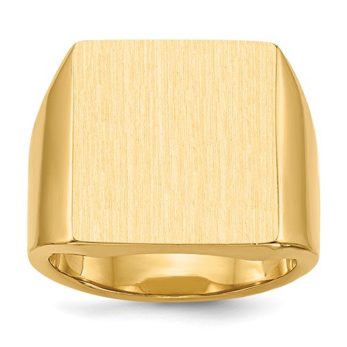 14K Yellow Gold 16.5x 17.5mm Rectangle Closed Back Mens Signet Ring