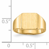 14K Yellow Gold 8.5x9.0mm Square Open Back Signet Ring view 4