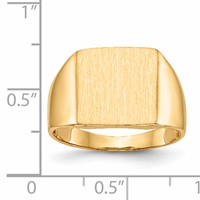 14K Yellow Gold 13.0x 13.0mm Square Open Back Mens Signet Ring view 5