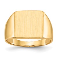 14K Yellow Gold 13.0x 13.0mm Square Open Back Mens Signet Ring view 1