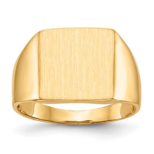 10K Yellow Gold 13.0x 13.0mm Square Open Back Mens Signet Ring