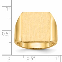 14K Yellow Gold 15.5x17.5mm Rectangle Open Back Mens Signet Ring view 5