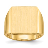 14K Yellow Gold 15.5x17.5mm Rectangle Open Back Mens Signet Ring view 1