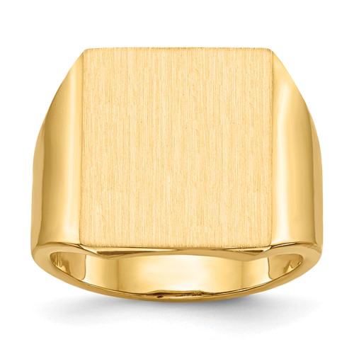 14K Yellow Gold 15.5x 17.5mm Rectangle Open Back Mens Signet Ring