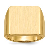 14K Yellow Gold 16.5x 17.5mm Rectangle Open Back Mens Signet Ring view 1