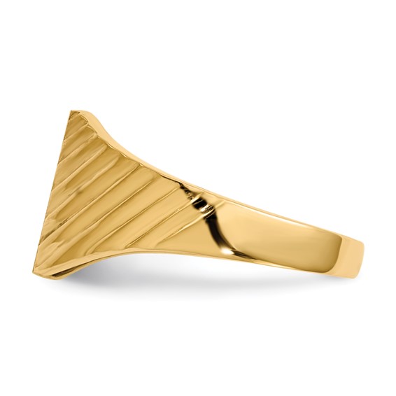 Gold Polished Grooved Closed Back Signet Ring