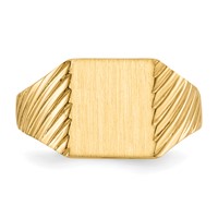 14K Yellow Gold 8.0x9.5mm Rectangle Closed Back Signet Ring view 4