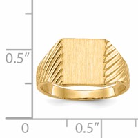 14K Yellow Gold 8.0x9.5mm Rectangle Closed Back Signet Ring view 5