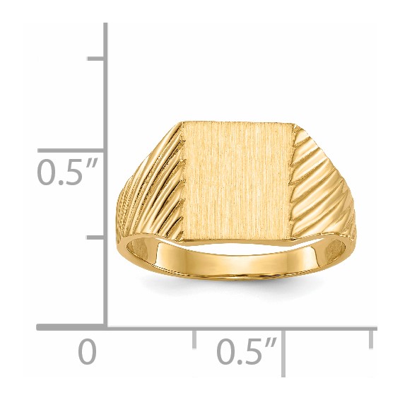 Gold Polished Grooved Closed Back Signet Ring