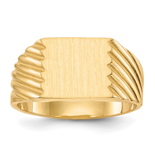 14K Yellow Gold 9.0x 9.0mm Square Closed Back Signet Ring