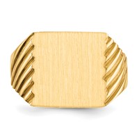 14K Yellow Gold 13.0x 13.0mm Square Closed Back Mens Signet Ring view 4