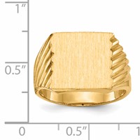 14K Yellow Gold 13.0x 13.0mm Square Closed Back Mens Signet Ring view 5