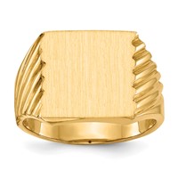 14K Yellow Gold 13.0x 13.0mm Square Closed Back Mens Signet Ring view 1