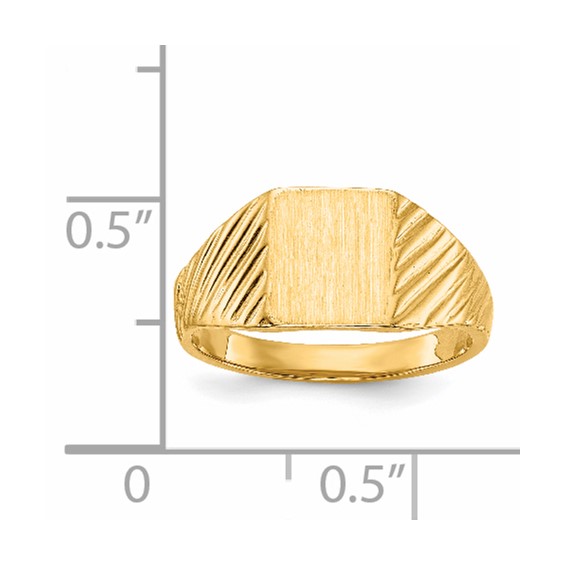 14k 8.0x6.5mm Open Back Size 4 Childs Rectangular Signet Ring