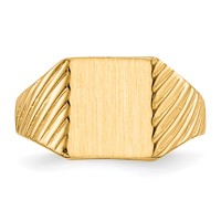 14K Yellow Gold 8.0x 9.5mm Rectangle Open Back Signet Ring view 4