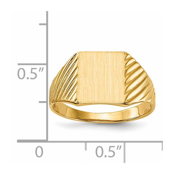 14k 8.0x9.5mm Rectangle Open Back Signet Ring
