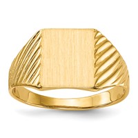 14K Yellow Gold 8.0x 9.5mm Rectangle Open Back Signet Ring view 1