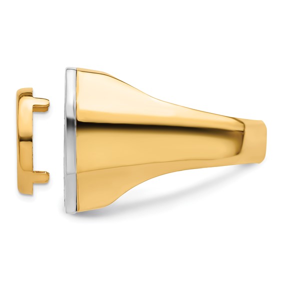 14k Men's Two-tone Diamond Octagonal Coin Bezel Ring Mounting         