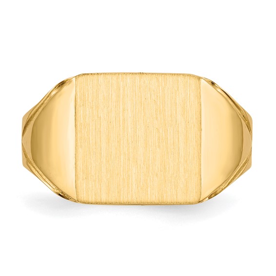 14k 12.0x12.0mm Square Open Back Mens Signet Ring