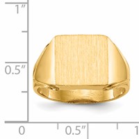 14K Yellow Gold 12.0x 12.0mm Square Open Back Mens Signet Ring view 5