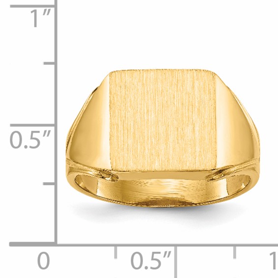 14k 12.0x12.0mm Square Open Back Mens Signet Ring
