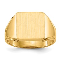 14K Yellow Gold 12.0x 12.0mm Square Open Back Mens Signet Ring view 1