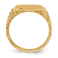 14K Yellow Gold 13.5x 13.5mm Cushion Closed Back Mens Signet Ring view 2