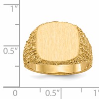 14K Yellow Gold 13.5x 13.5mm Cushion Closed Back Mens Signet Ring view 5