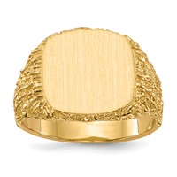 14K Yellow Gold 13.5x 13.5mm Cushion Closed Back Mens Signet Ring view 1