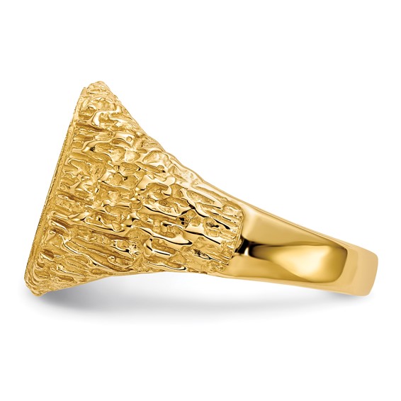 14k 13.5x13.5mm Cushion Open Back Mens Signet Ring