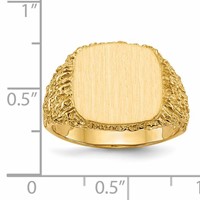 14K Yellow Gold 13.5x 13.5mm Cushion Open Back Mens Signet Ring view 5