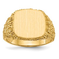 14K Yellow Gold 13.5x 13.5mm Cushion Open Back Mens Signet Ring view 1