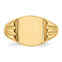14K Yellow Gold 8.5x 10.5mm Cushion Closed Back Signet Ring view 4