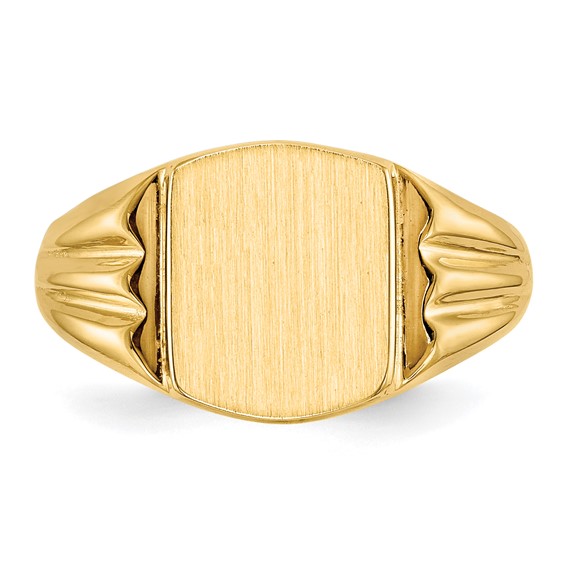 14k 8.5x10.5mm Cushion Closed Back Signet Ring