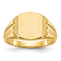 14K Yellow Gold 8.5x 10.5mm Cushion Closed Back Signet Ring view 1