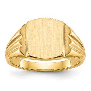 14k 8.5x10.5mm Cushion Closed Back Signet Ring