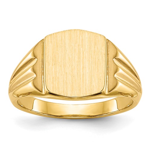 14K Yellow Gold 8.5x 10.5mm Cushion Closed Back Signet Ring