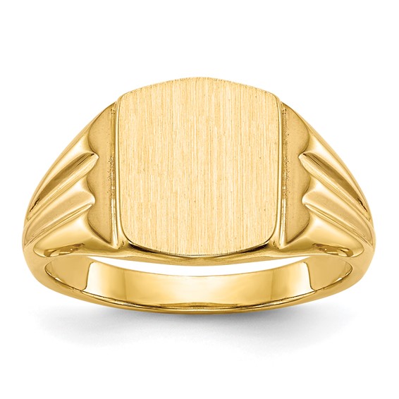 14k 8.5x10.5mm Cushion Closed Back Signet Ring