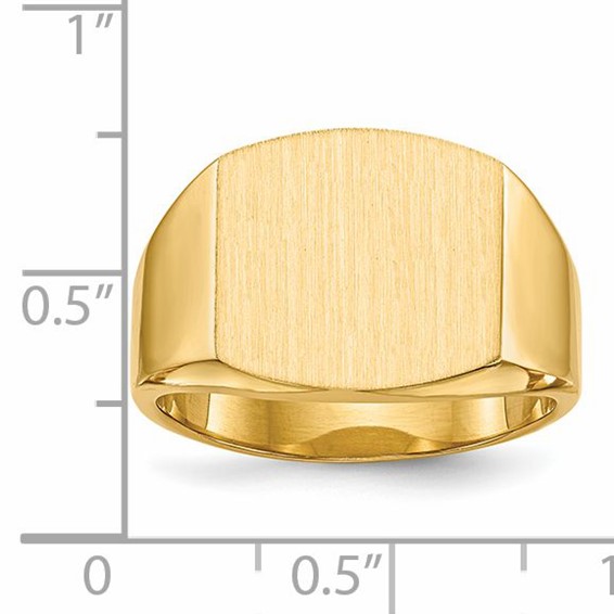 14k 14.5x13.5mm Closed Back Mens Signet Ring