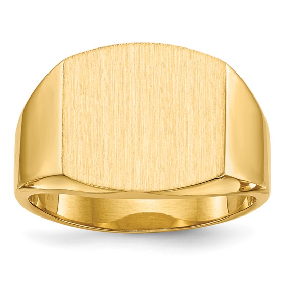 14k 14.5x13.5mm Closed Back Mens Signet Ring