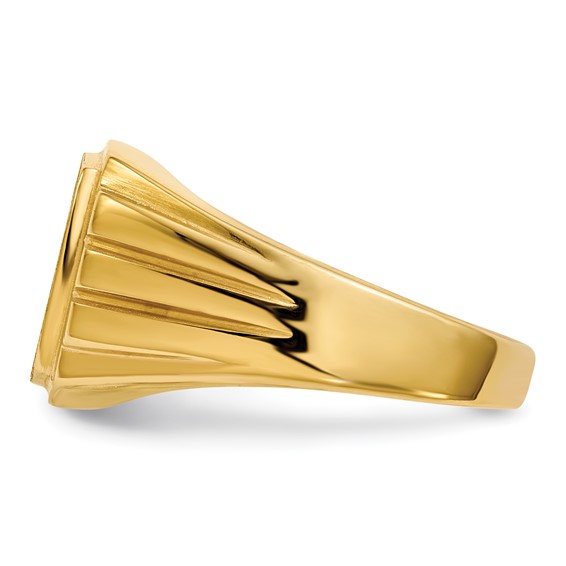 14k Holds 1-1.6mm Diamond 12.0x11.5mm Cushion Open Back Grooved Sides Mens Signet Ring Mounting