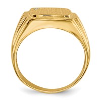 14K Yellow Gold.02ct VS Diamond 12.0x 11.5mm Cushion Open Back Grooved Sides Mens Signet Ring view 2