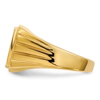 14K Yellow Gold.02ct VS Diamond 12.0x 11.5mm Cushion Open Back Grooved Sides Mens Signet Ring view 3