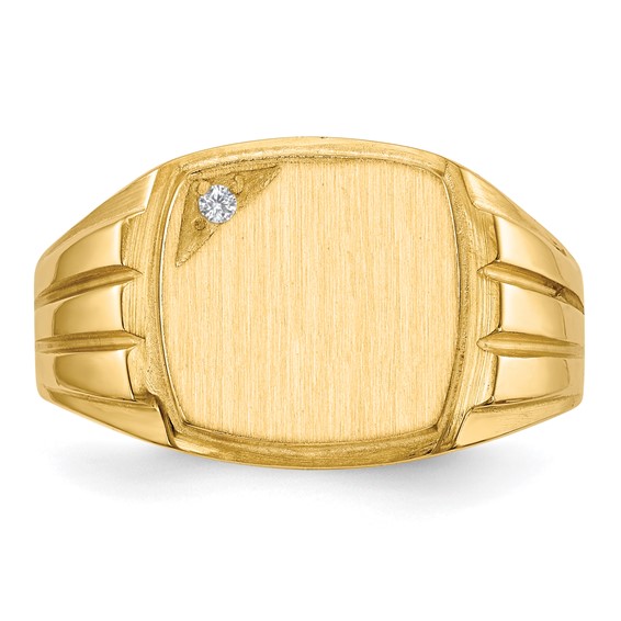 Gold Polished Diamond Signet Ring